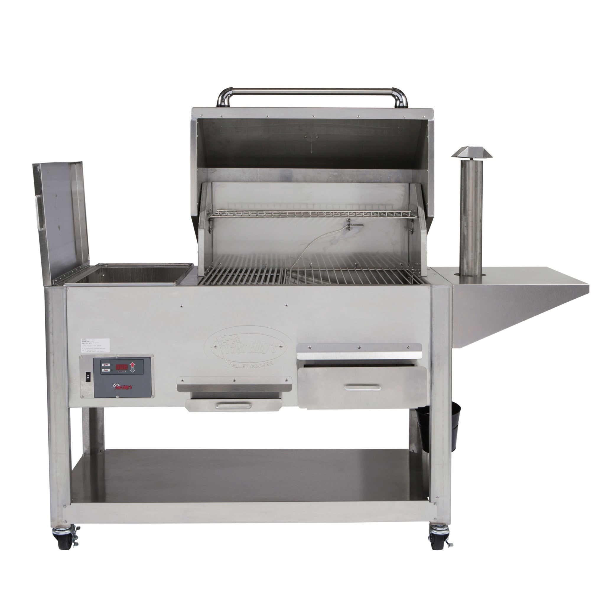 cookshack fast eddy pellet grill hood open