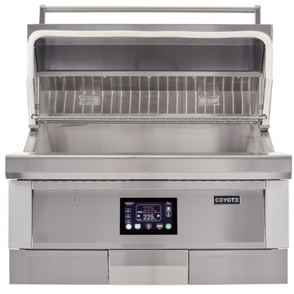 Coyote 36 Inch Pellet Grill C1P36 hood open