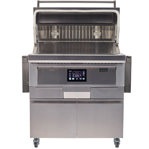 Coyote Pellet Grill C1P36-FS Hood open shelves down