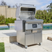    Coyote Pellet Grill Freestanding C1P28 FS Hood Up Shelves Down