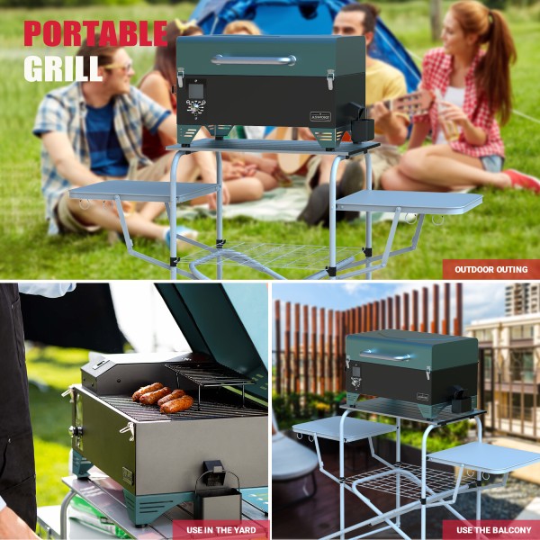 ASMOKE AS300 24" Tahoe Blue Portable Wood Pellet Grill