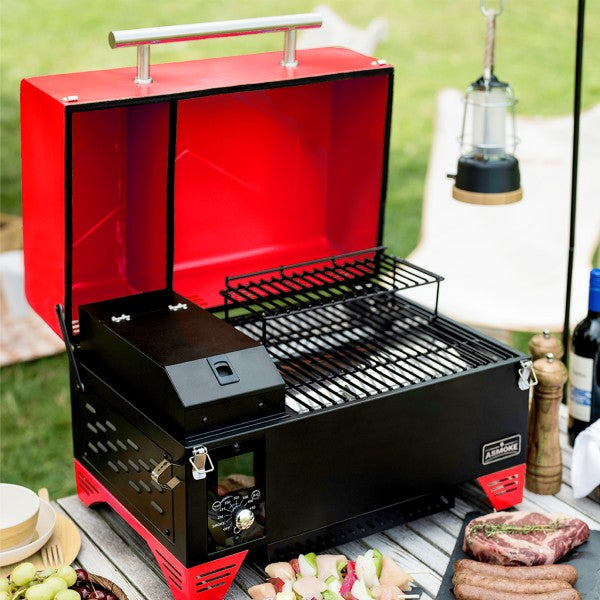 ASMOKE AS350 24" Burgundy Red Portable Wood Pellet Grill and Smoker
