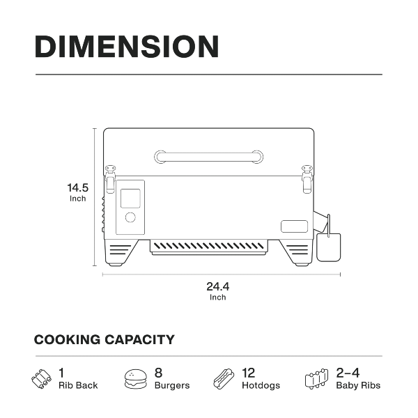 ASMOKE AS300 24" Cinder Black Portable Wood Pellet Grill