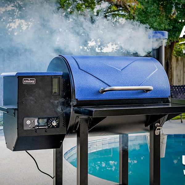 ASMOKE AS660N-1 52" Blue Freestanding Pellet Grill and Smoke with Removable Shelf